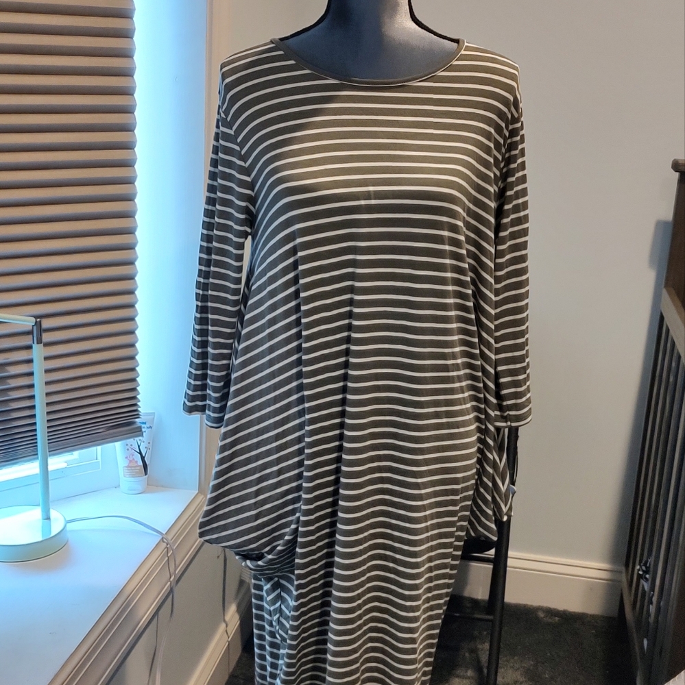 Mikah khaki and white striped boho dress one size